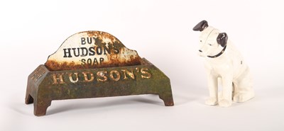 Lot 434 - A painted cast iron Hudson's soap advertising...