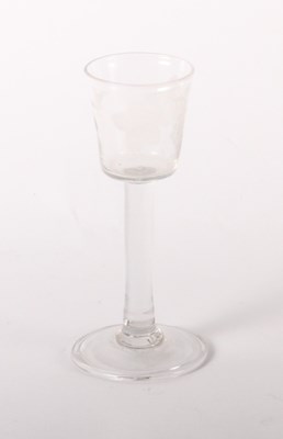 Lot 204 - A wine glass, circa 1770, the etched bucket...