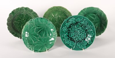 Lot 206 - A collection of five Victorian majolica...