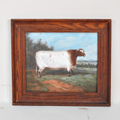 Lot 371 - English School, 20th century, a prize bull,...