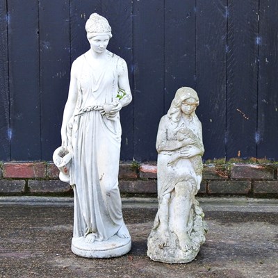 Lot 84 - A cast stone garden statue of Hebe, 101cm high,...