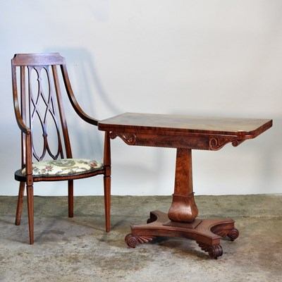 Lot 359 - A William IV mahogany folding card table,...