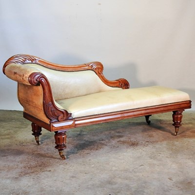 Lot 204 - A Victorian upholstered chaise longue, 191cm long