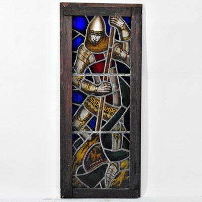 Lot 99 - An early 20th century stained glass panel,...