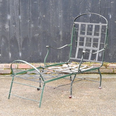 Lot 193 - A 19th century metal folding campaign day bed,...