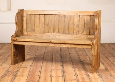 Lot 348 - A pine pew or settle, h.92 x w.140 x d.41cm