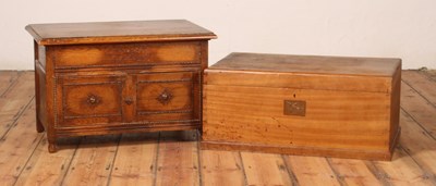 Lot 340 - A teak box, having a hinged lid, together with...