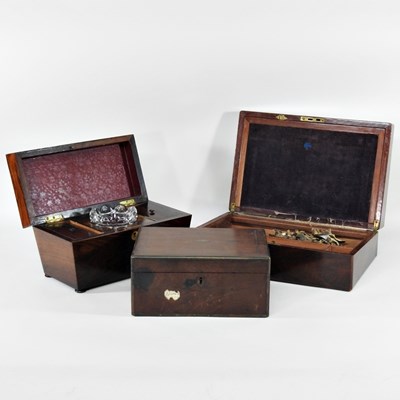 Lot 377 - A Regency rosewood tea caddy, 30cm wide,...