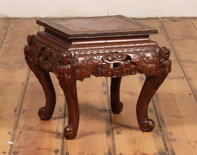 Lot 214 - A Chinese carved hardwood and mother of pearl...