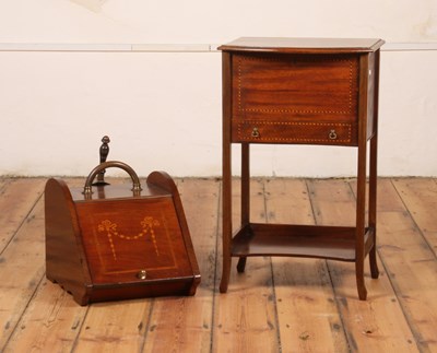 Lot 344 - An Edwardian mahogany work table, together...