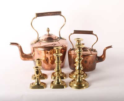 Lot 411 - Two Victorian copper range kettles, together...