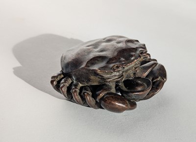 Lot 234 - A Japanese bronze model of a crab, h.3 x w.7 x...