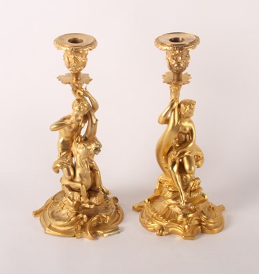 Lot 306 - A pair of gilt bronze figural table...