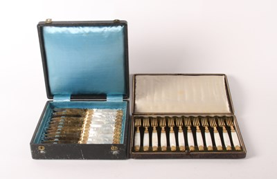 Lot 134 - A set of twelve French silver gilt bladed...