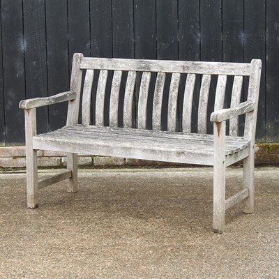 Lot 331 - A hardwood slatted garden bench