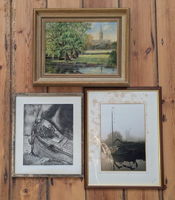 Lot 422 - K. B. Richards, 1963, Norwich Cathedral, oil...