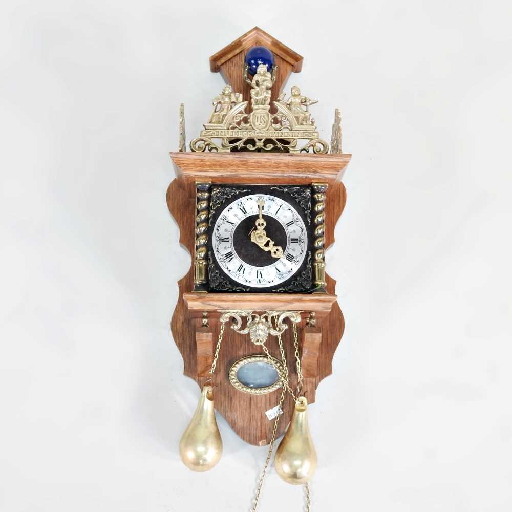 Lot 459 - A modern oak cased Dutch wall clock,...