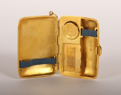 Lot 109 - A silver gilt pocket cigarette case, fitted,...