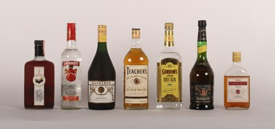 Lot 195 - A collection of spirits, including brandy, gin,...