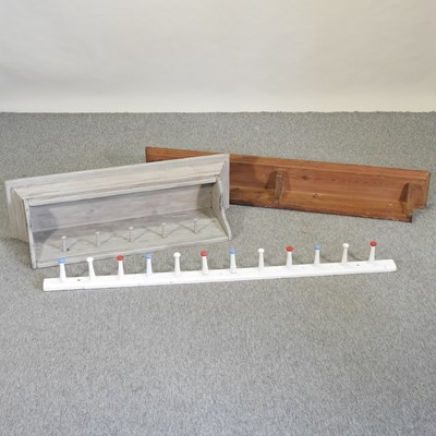 Lot 424 - A grey painted pine coat rack