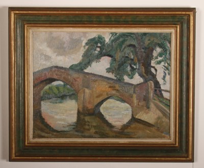 Lot 15 - Elsie Henderson (1880-1967), study of a bridge,...