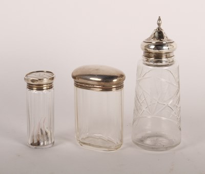 Lot 107 - A silver lidded cut glass sugar sifter,...