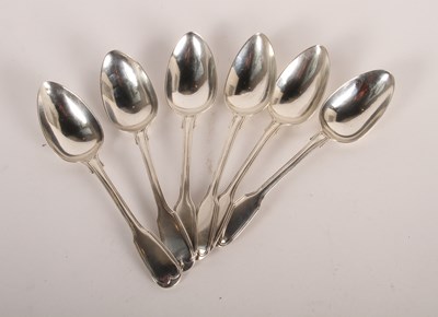 Lot 103 - A set of six George III silver dessert spoons...