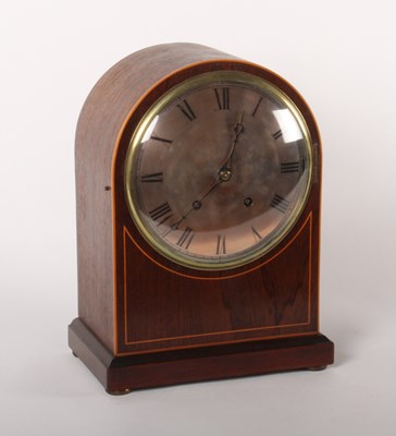 Lot 223 - A 19th century inlaid rosewood mantle clock,...