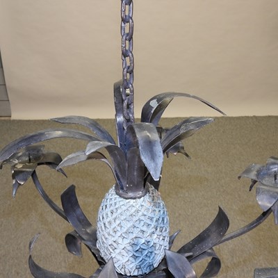 Lot 385 - A painted metal six branch chandelier