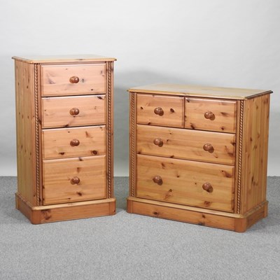 Lot 427 - A pine chest of drawers, together with a narrow chest of drawers