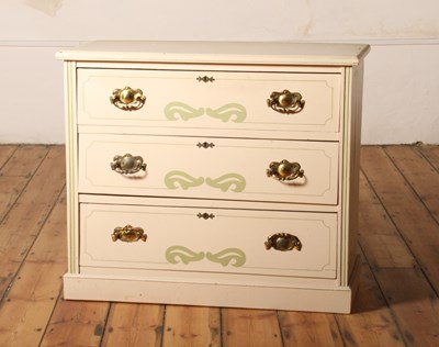 Lot 331 - An Edwardian painted pine chest of drawers, h...