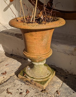 Lot 344 - Three various garden urns, largest h 51cm x w...