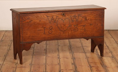 Lot 389 - An elm six plank coffer, 19th century,...