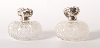 Lot 177 - Two Victorian silver lidded crystal jars h...