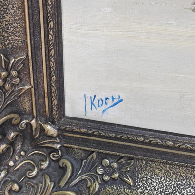 Lot 447 - Koch, 20th century, coastal scene with a boat,...