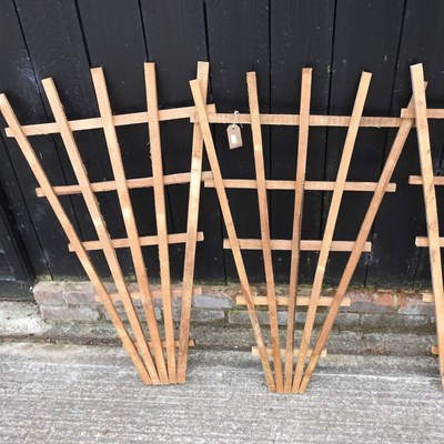 Lot 340 - A set of four fan shaped garden trellis