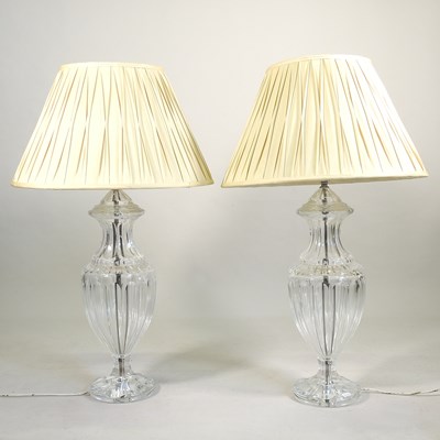 Lot 509 - A pair of large Christopher Wray glass table lamps