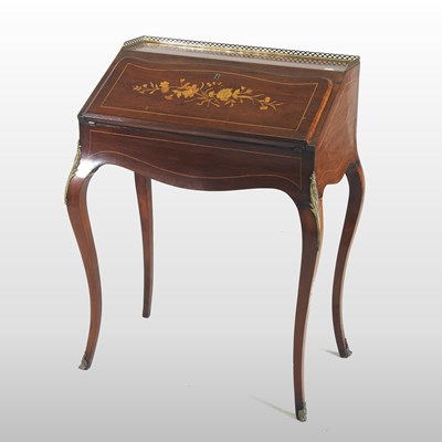 Lot 514 - A 19th century French rosewood and inlaid bureau de dame