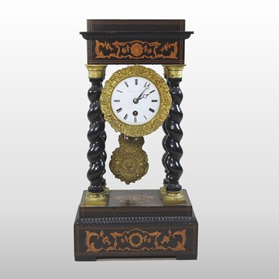 Lot 145 - A 19th century French portico mantel clock