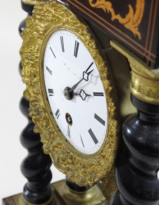 Lot 145 - A 19th century French portico mantel clock