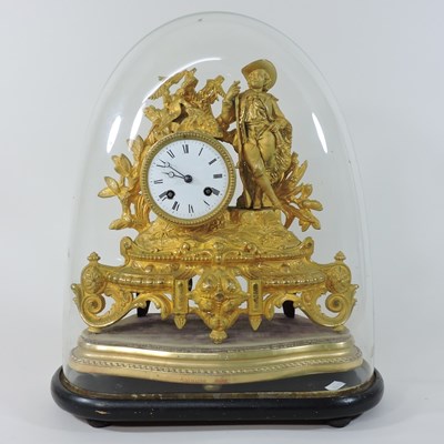 Lot 24 - A 19th century French gilt metal figural mantel clock