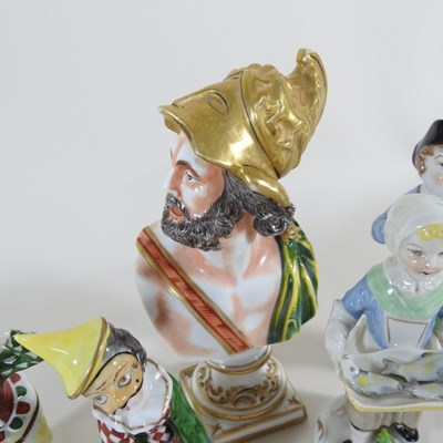 Lot 288 - A Naples porcelain portrait bust of Mars, 15cm...