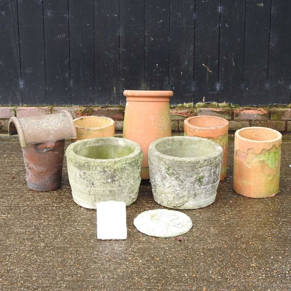Lot 184 - A pair of cast stone planters, together with...