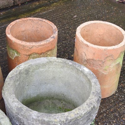 Lot 184 - A pair of cast stone planters, together with...