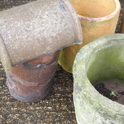 Lot 184 - A pair of cast stone planters, together with...