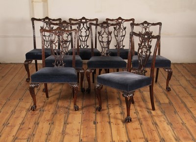 Lot 395 - A set of eight Chippendale style mahogany...