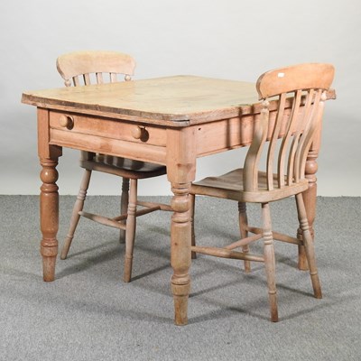 Lot 443 - An antique pine kitchen table