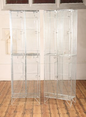 Lot 441 - A pair of steel four-door cage lockers