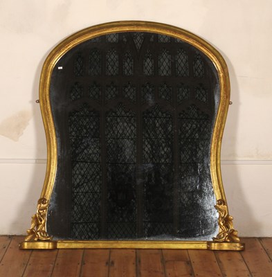Lot 406 - A large gilt framed over-mantle mirror, of...