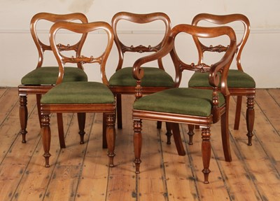 Lot 510 - A set of five Victorian mahogany balloon back...
